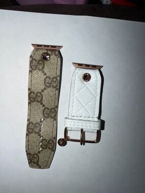 Authentic Upcycled Brown Webbed Gucci J/H Quilted White Leather- Size 3, 38/40 🍏